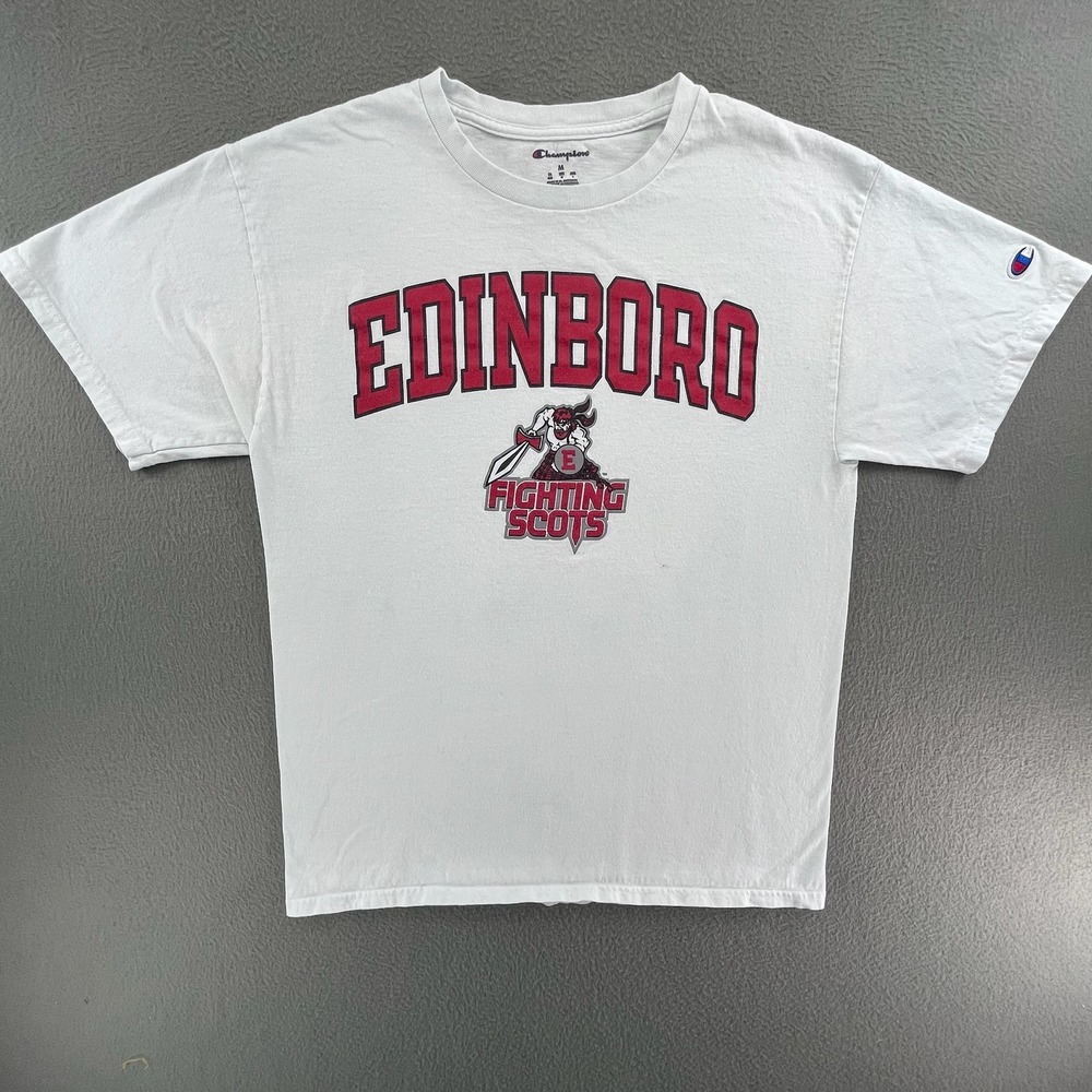 Champion Men T-Shirt Cotton White M Edinboro Fighting Scots Collegiate Athletic